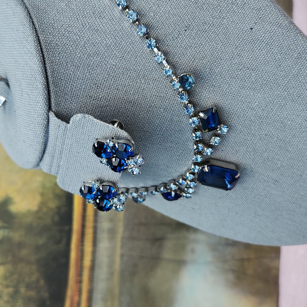 Vintage Sapphire Necklace / Chocker, Eàrrings & Ring Set - Picture 9 of 12